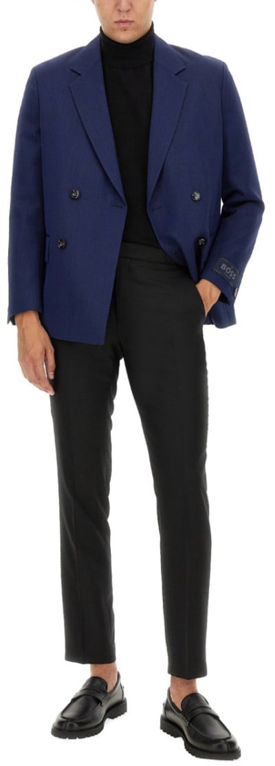 Boss Double-Breasted Jacket Blauw