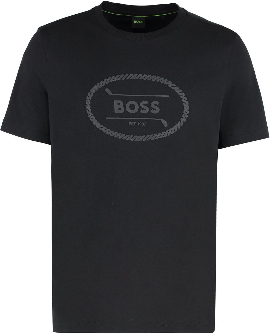 Boss Cotton crew-neck T-shirt Zwart