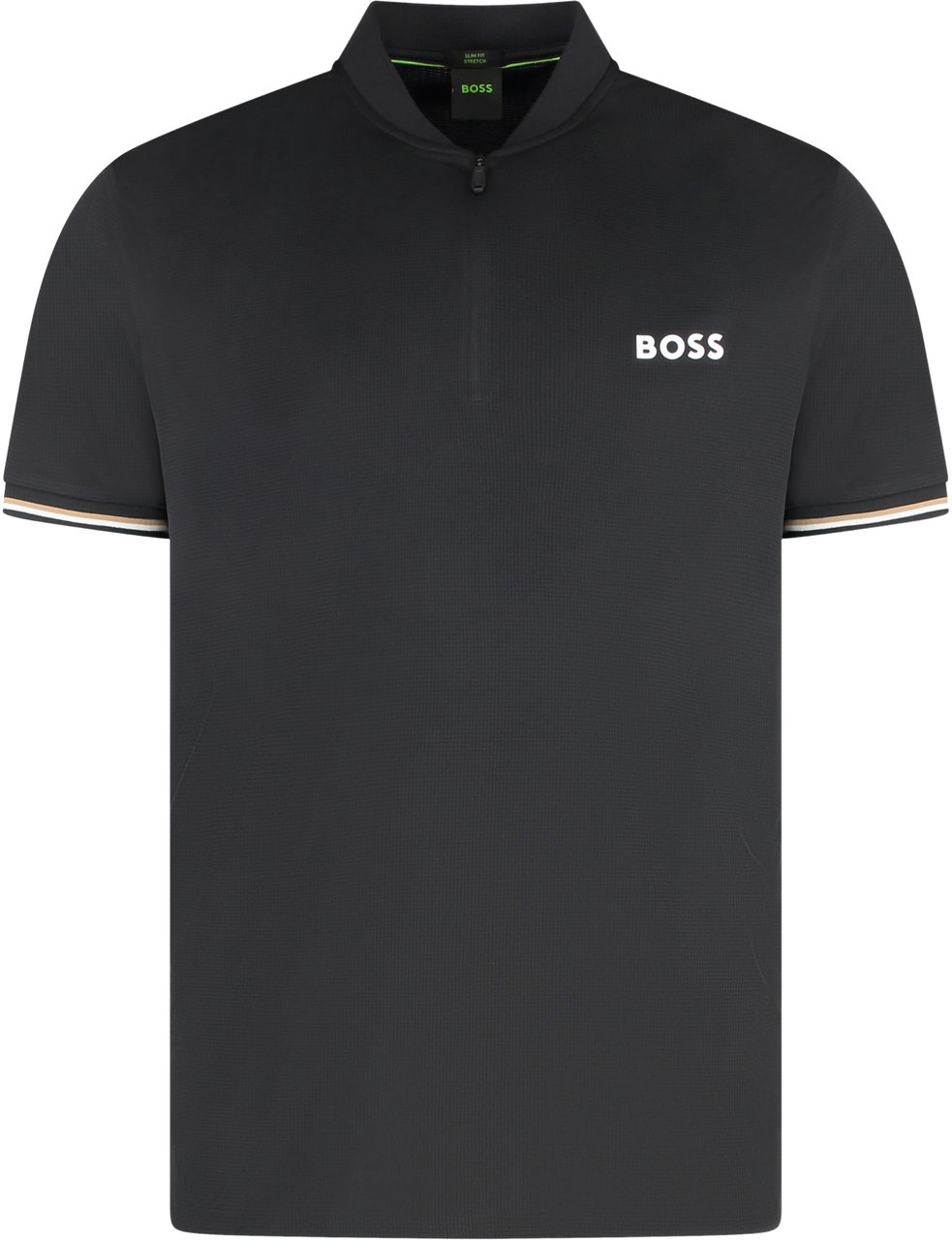 Boss Technical fabric polo shirt Zwart