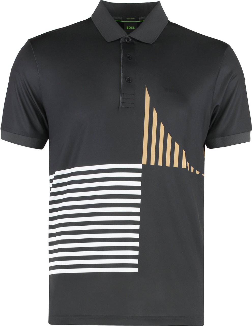 Boss Technical fabric polo shirt Zwart
