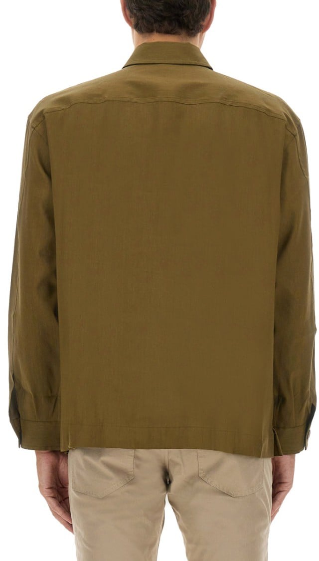 Boss Stretch Linen And Viscose Shirt Bruin