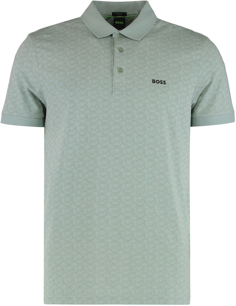 Boss Polo in cotton jacquard Groen