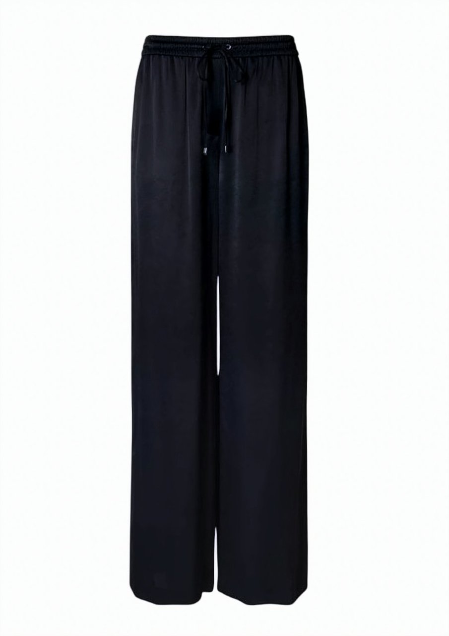 Boss Tavati Satin Drawstring Wide Leg Trousers Zwart