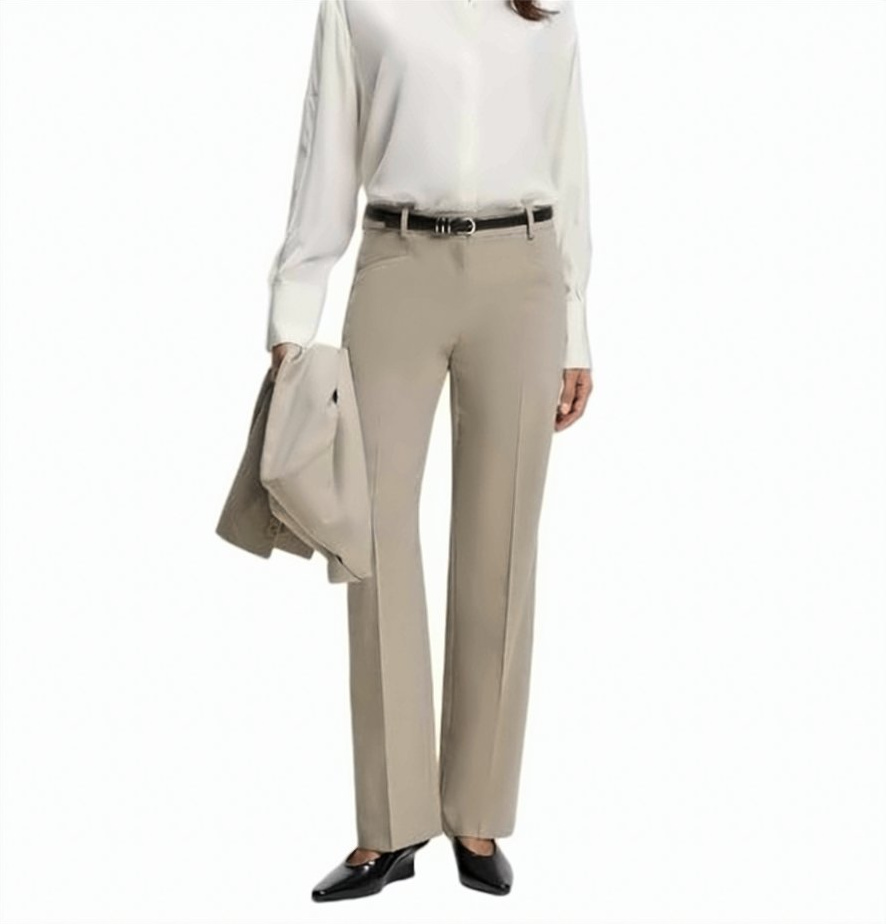Boss Tilda9 Melange Straight Leg Trousers Grijs