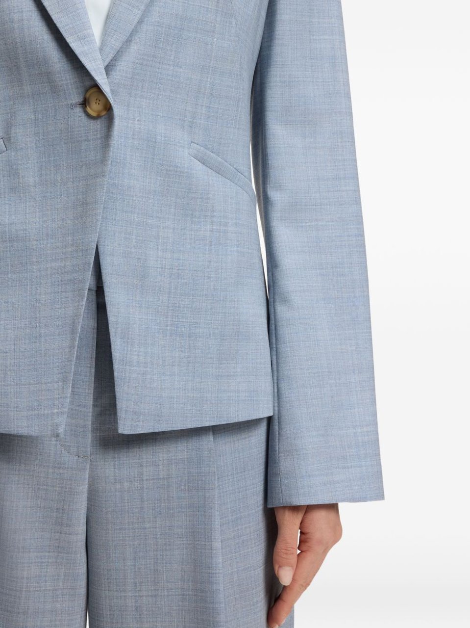 Boss Blue Single-Breasted Virgin Wool Blazer Grijs