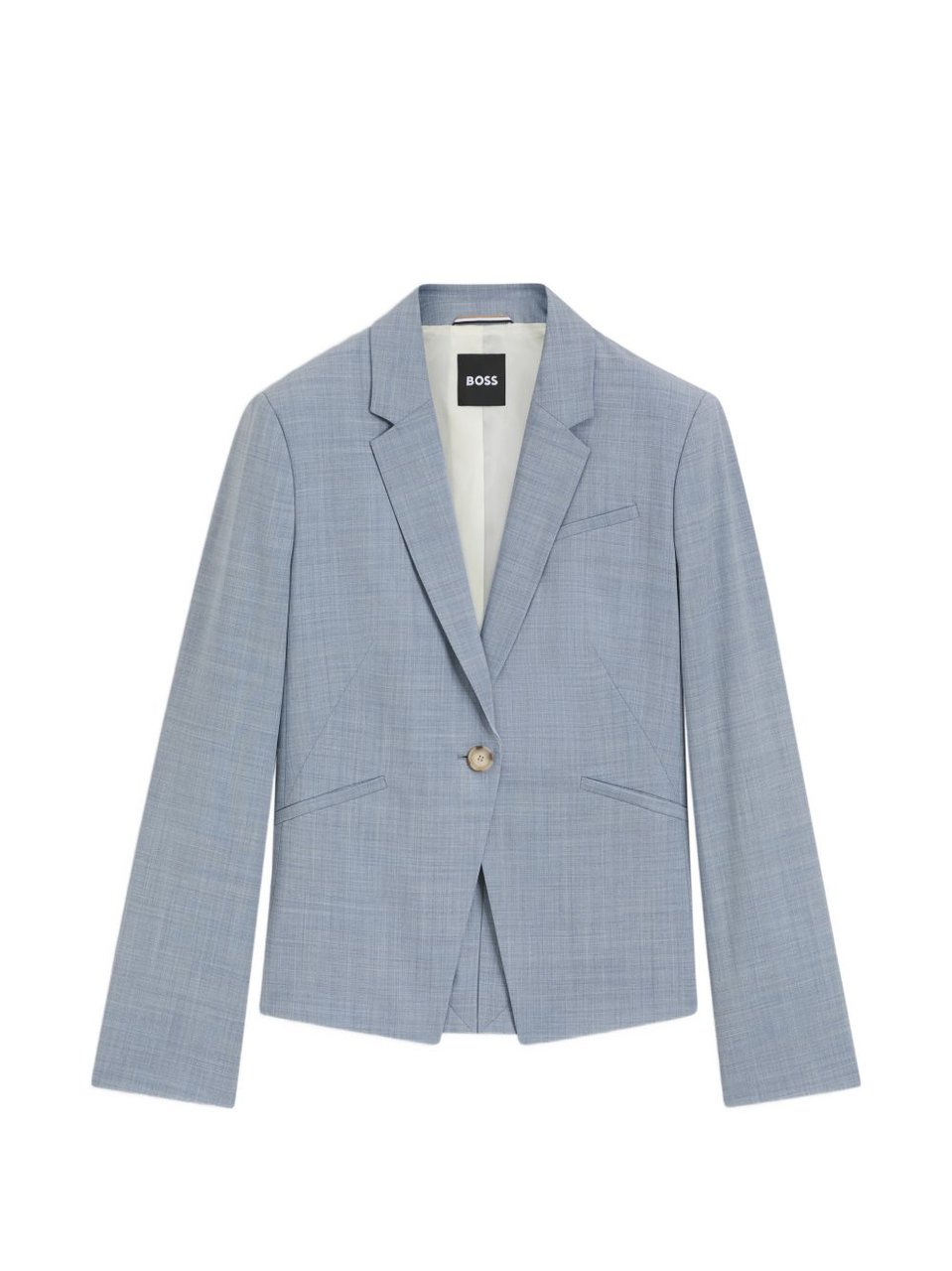 Boss Blue Single-Breasted Virgin Wool Blazer Grijs