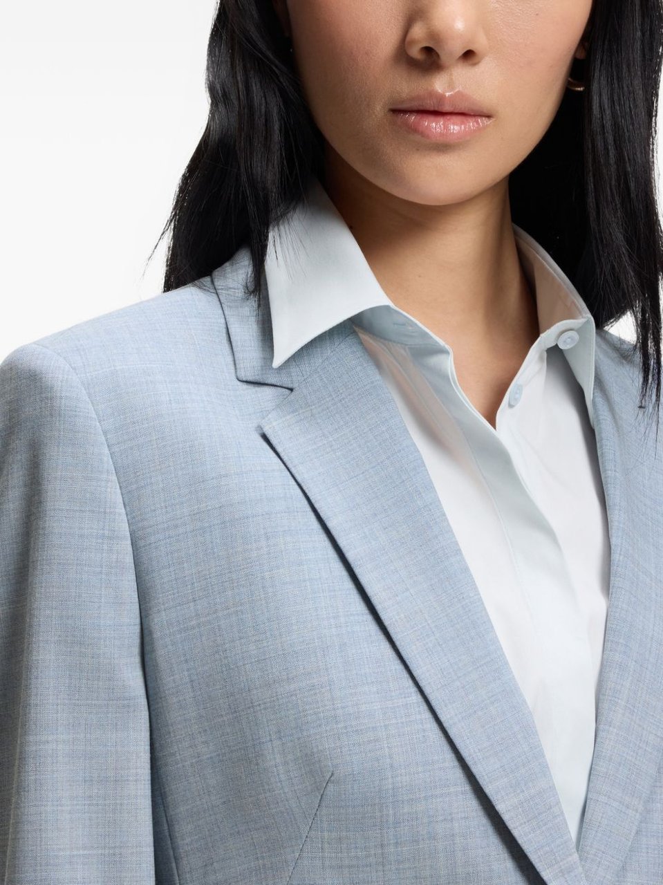 Boss Blue Single-Breasted Virgin Wool Blazer Grijs