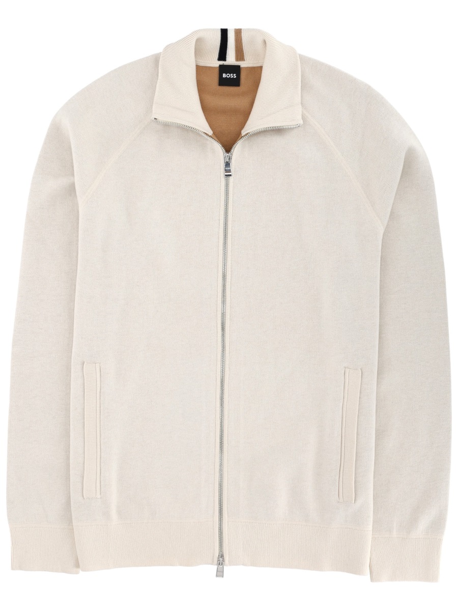 Boss H-Idino Regular Fit Zip Cardigan Wit