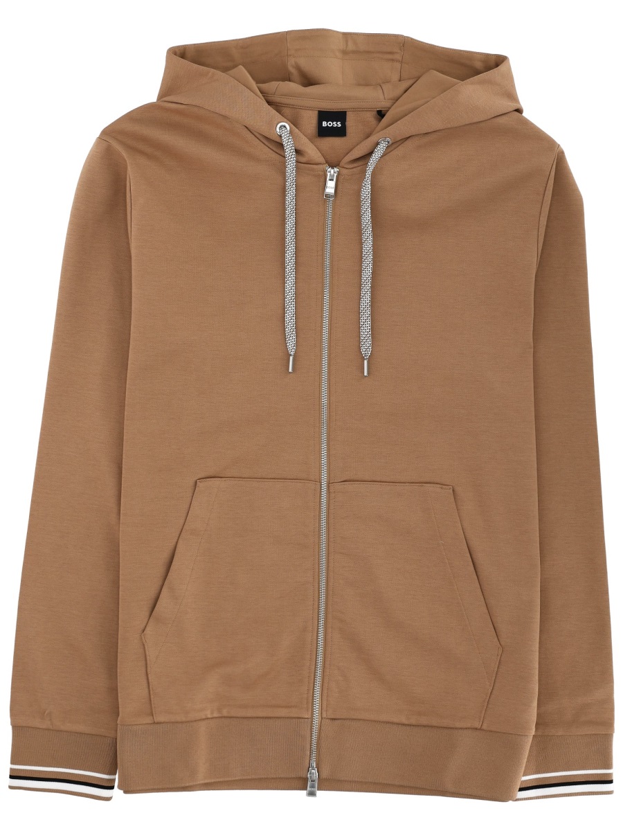 Boss Brown Cotton-Blend C-Spencer Hooded Sweatshirt Bruin