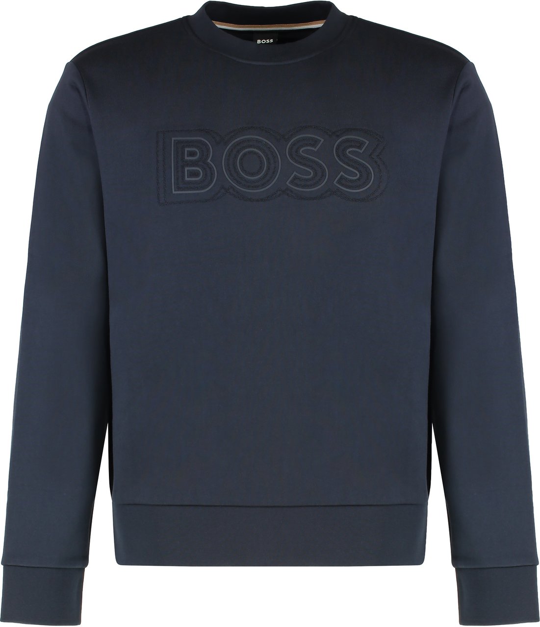 Boss Logo detail cotton sweatshirt Blauw
