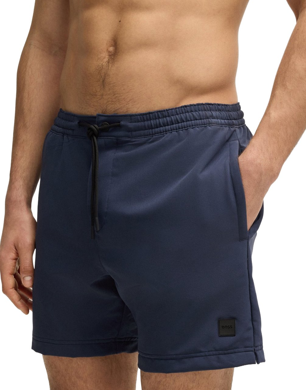 Boss Performance Logo Badge Swim Shorts Blauw