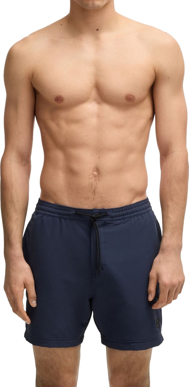 Boss Performance Logo Badge Swim Shorts Blauw