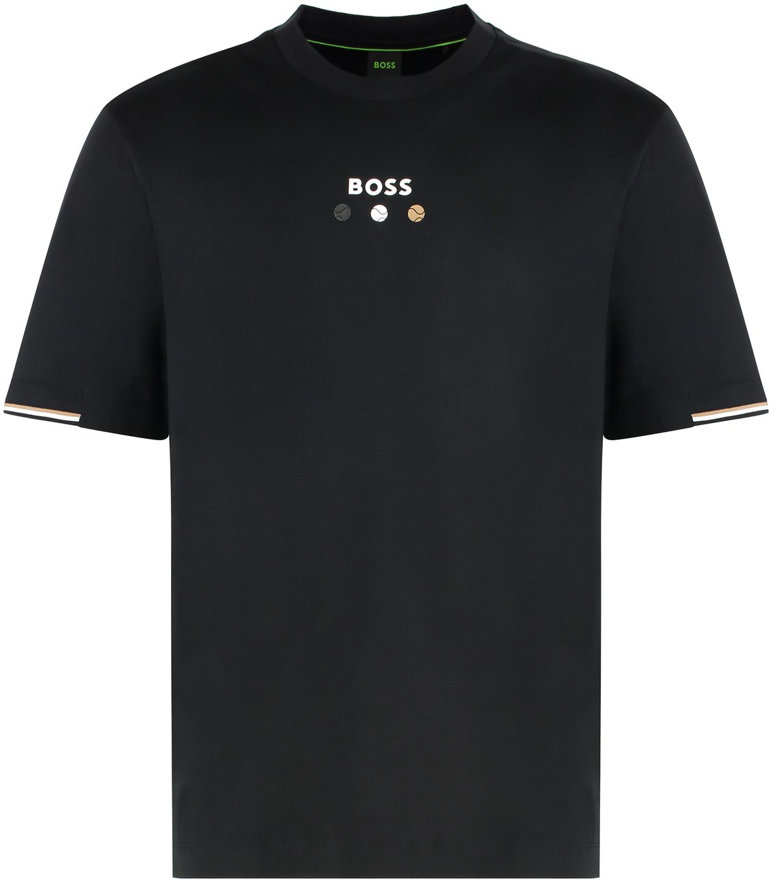 Boss Cotton crew-neck T-shirt Zwart