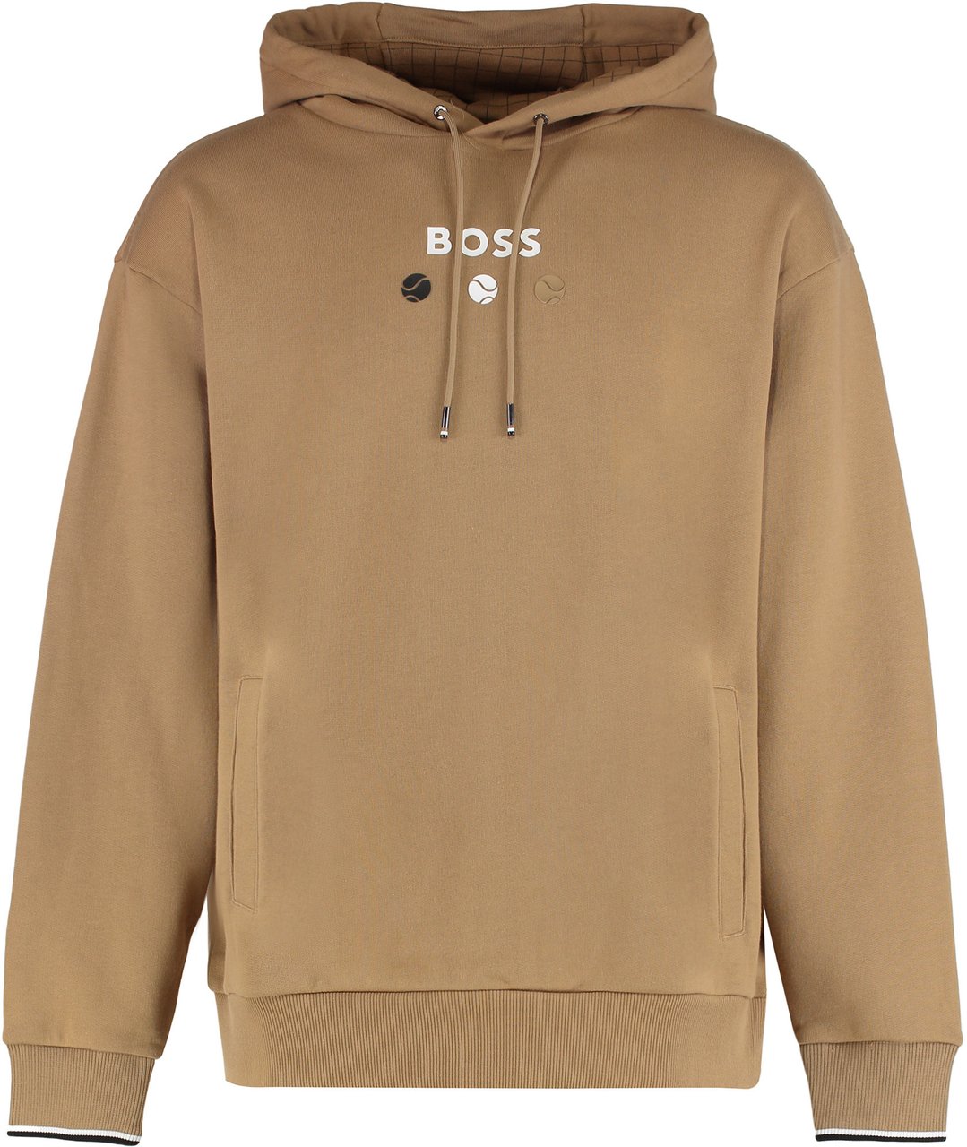 Boss Hooded sweatshirt made of terry cotton Beige