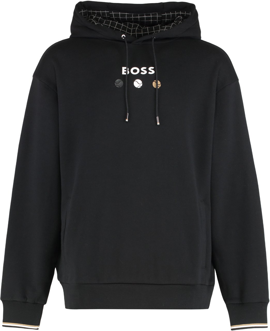 Boss Hooded sweatshirt made of terry cotton Zwart