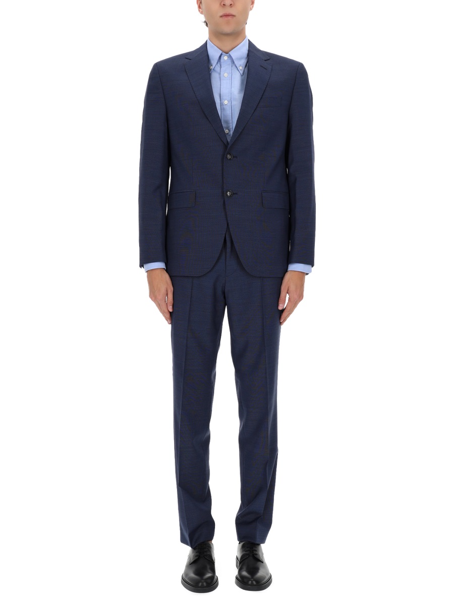 Boss Navy Blue Jeckson Virgin Wool Suit Zwart