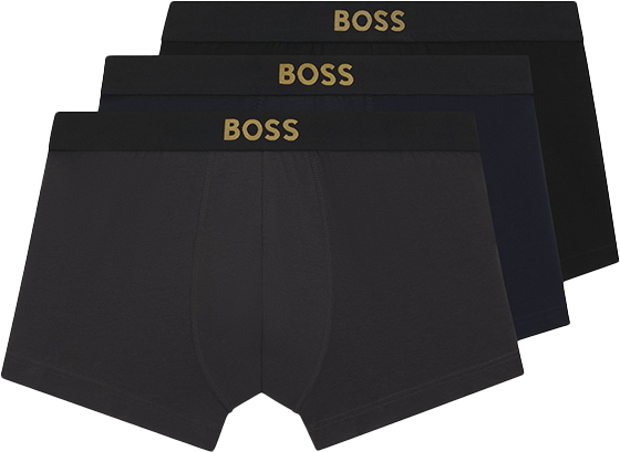 Boss BOSS Trunk 3-Pack Gold Logo G Zwart