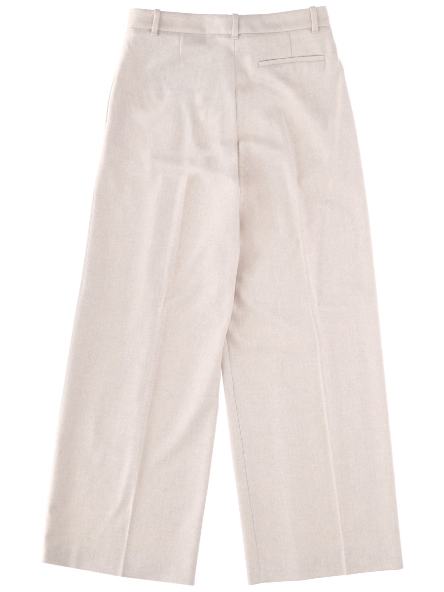 Boss Wide-Leg Tiana Recycled Wool-Blend Pants Neutraal