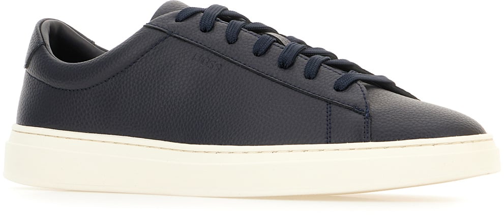 Boss BOSS Midnight blue leather sneakers Blauw