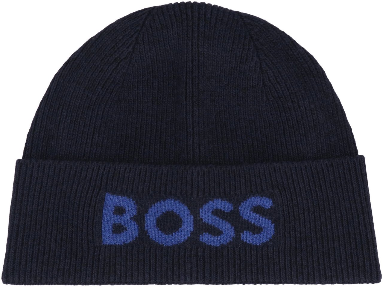 Boss Knit cap with logo Navy