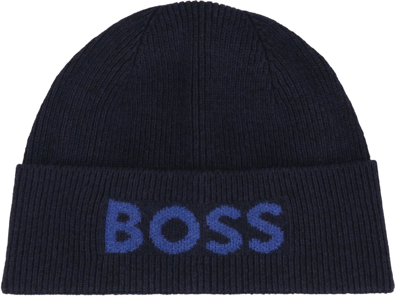 Boss Knit cap with logo Navy