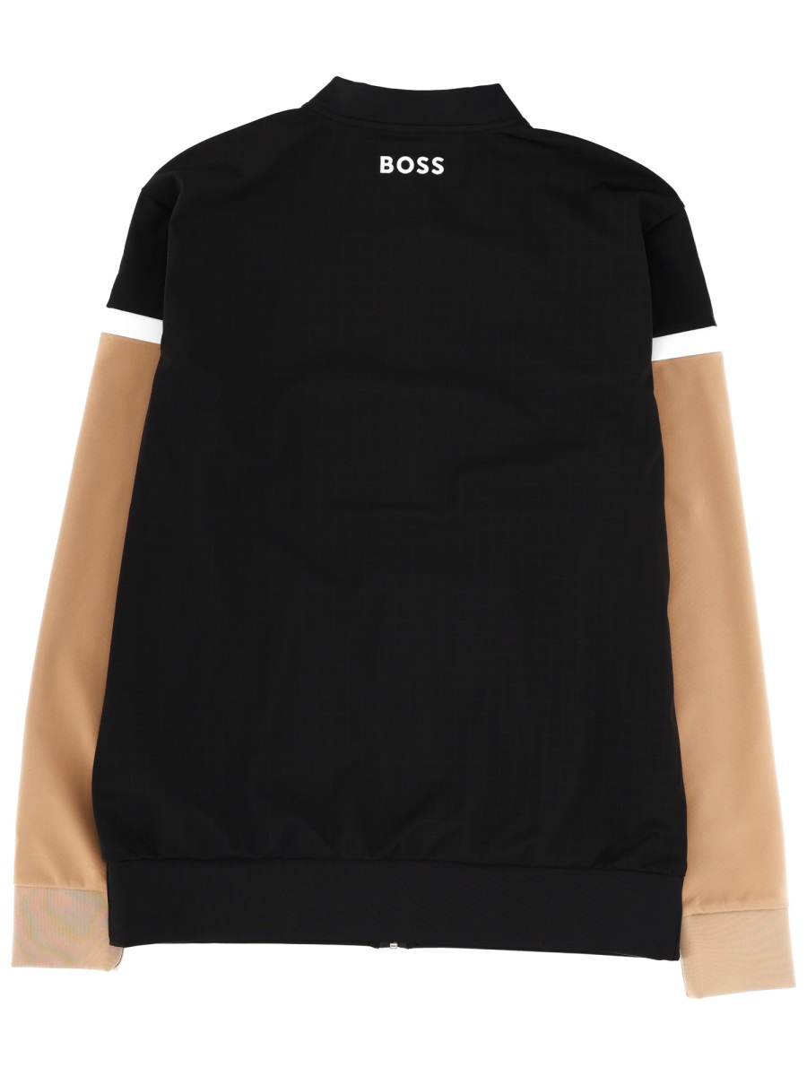 Boss Technical hoodie with zip Zwart