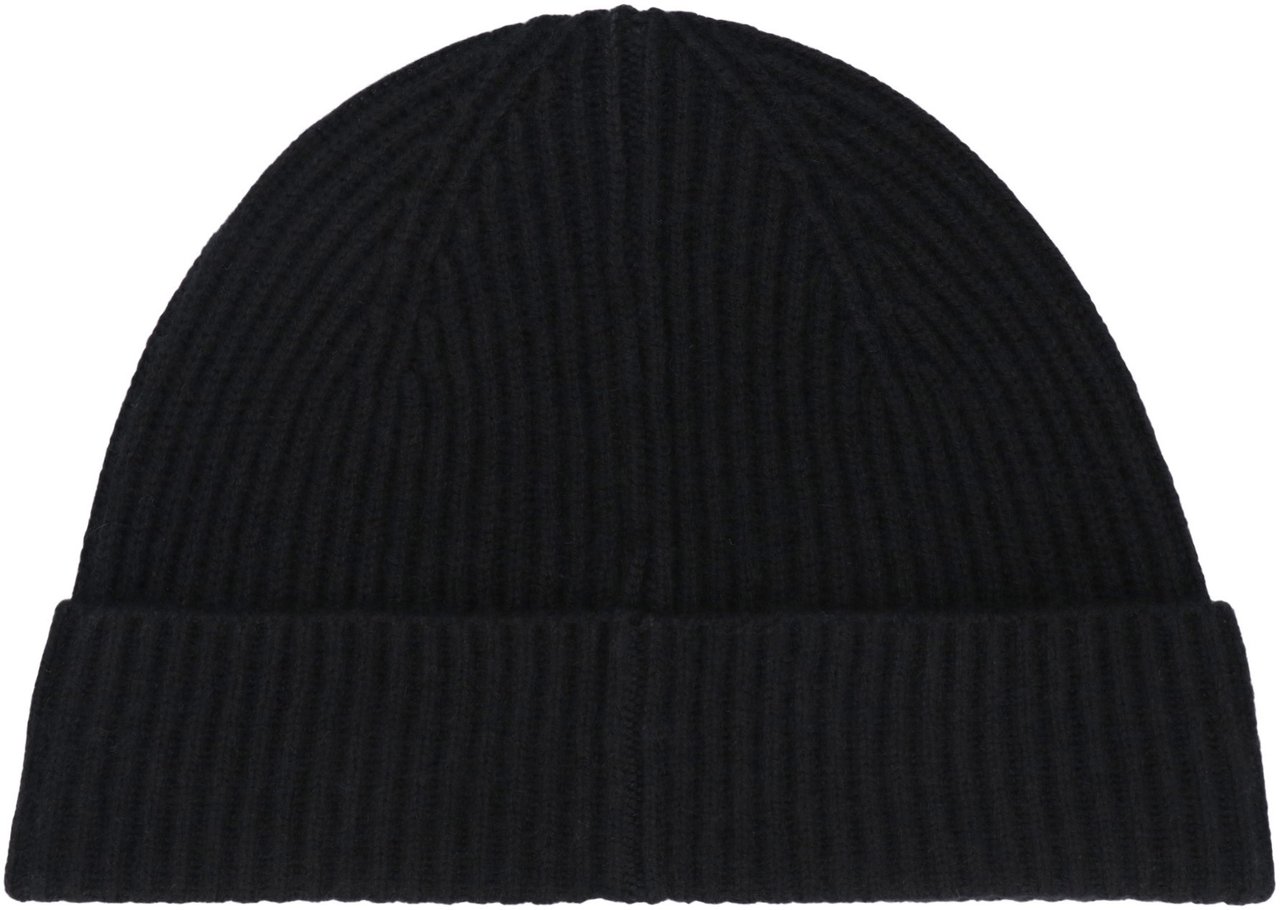 Boss Knitted hat with logo Zwart