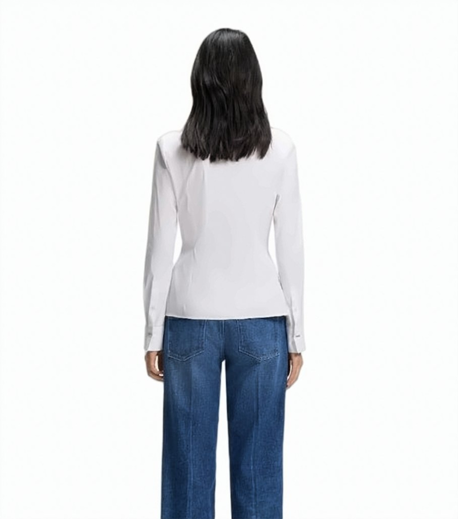 Boss White Burbel Cotton Long Sleeve Shirt Wit