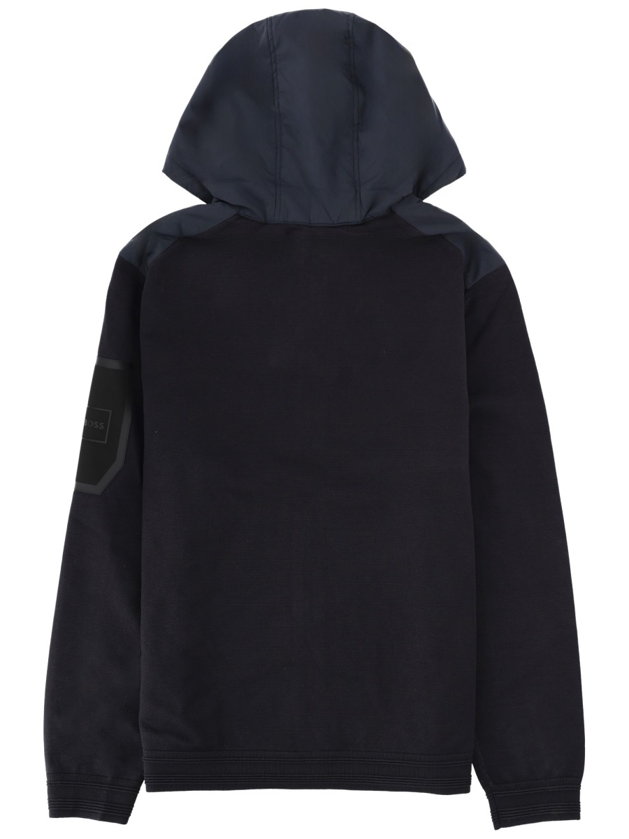 Boss Two-Tone Navy Front Hood Jacket Zwart