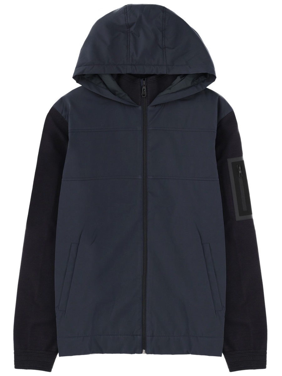 Boss Two-Tone Navy Front Hood Jacket Zwart