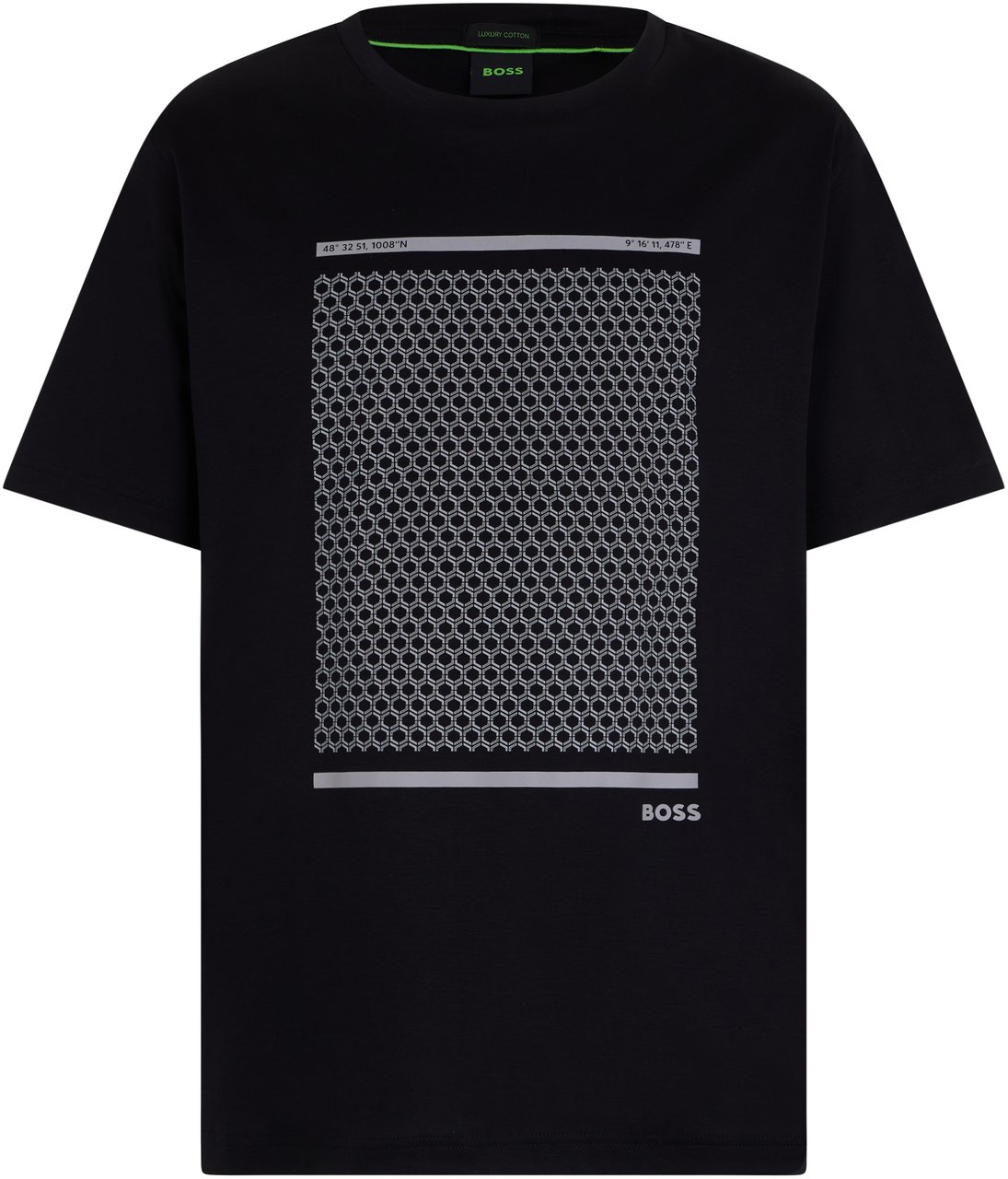 Boss Cotton T-shirt with print Zwart