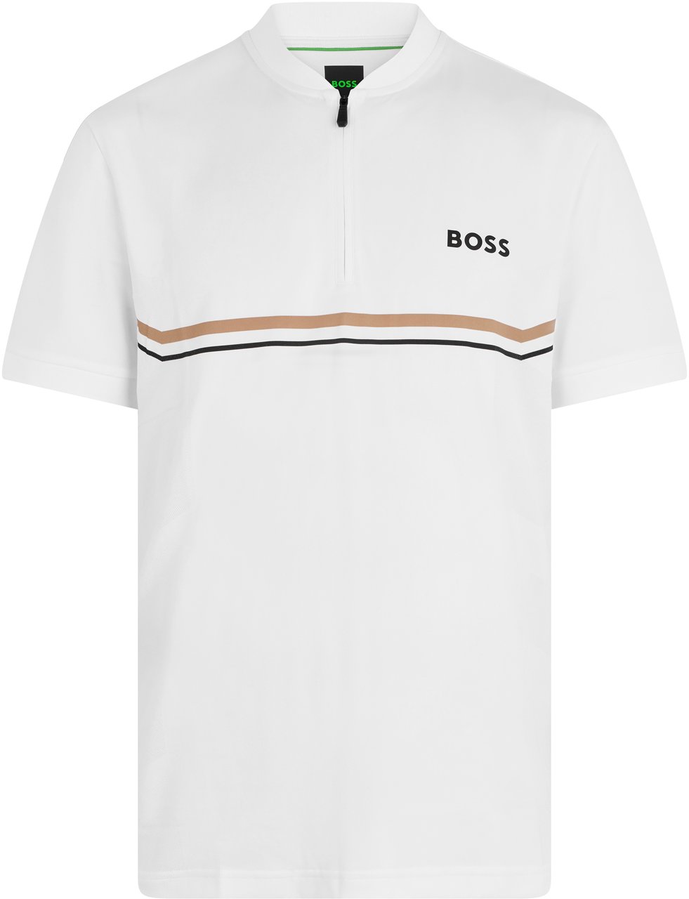 Boss Jersey zip T-shirt Wit