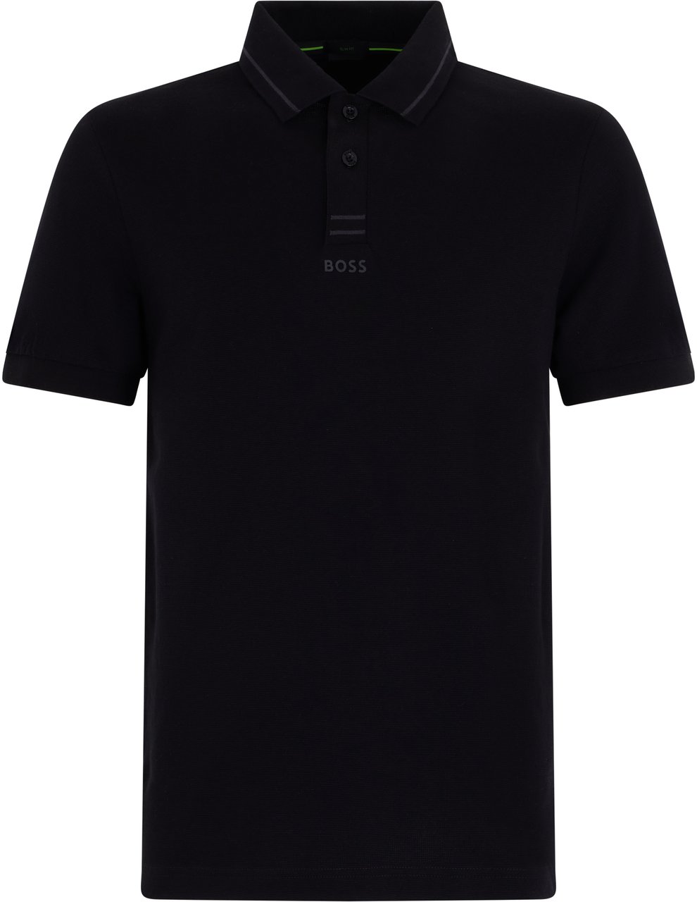 Boss Cotton polo with short sleeves Zwart