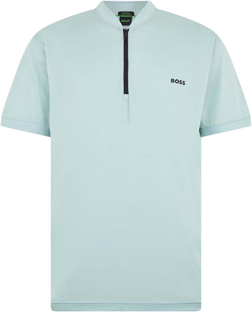 Boss T-shirt with zip collar Blauw