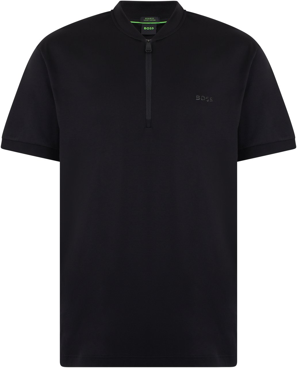 Boss T-shirt with zip collar Zwart
