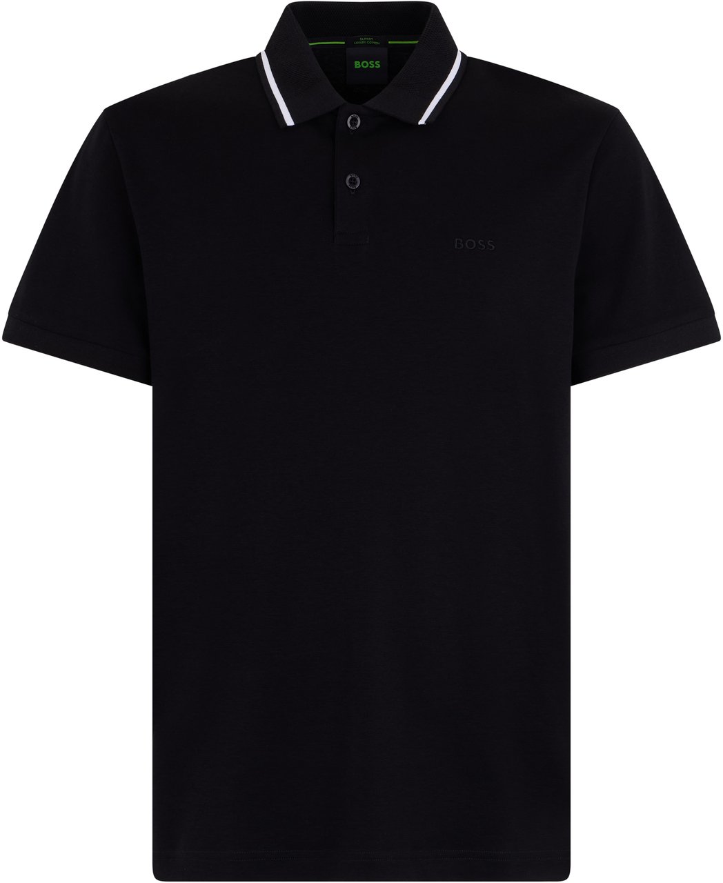 Boss Cotton polo with short sleeves Zwart