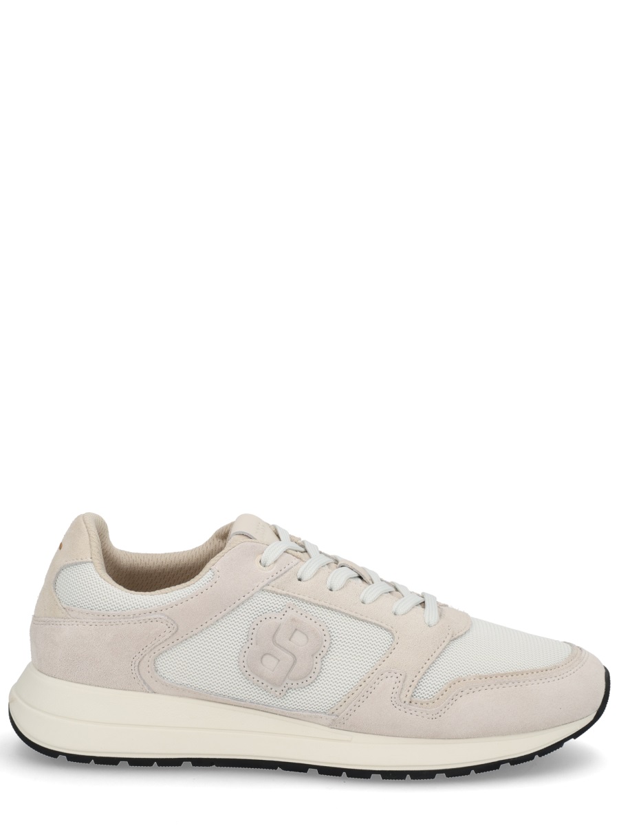 Boss Monogrammed Smooth Textured Leather Sneakers Wit
