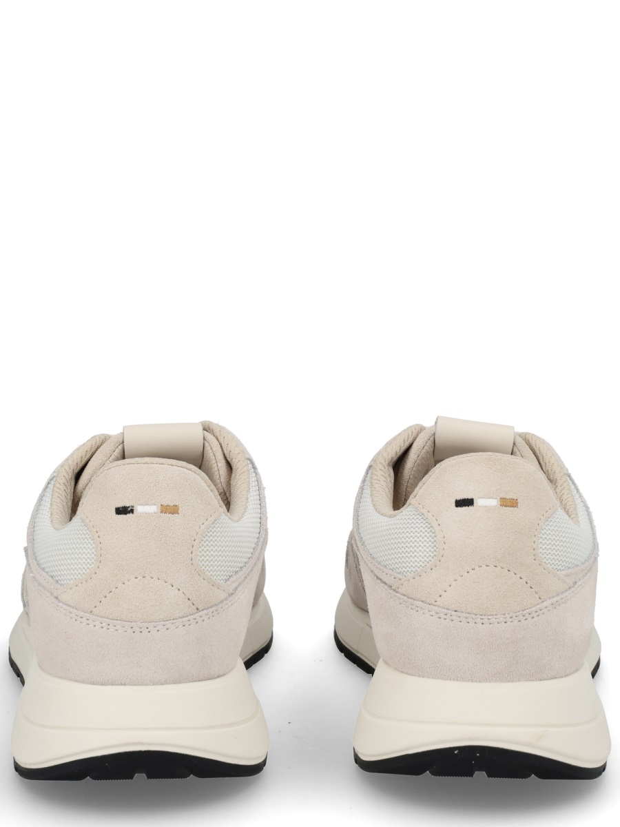 Boss Monogrammed Smooth Textured Leather Sneakers Wit