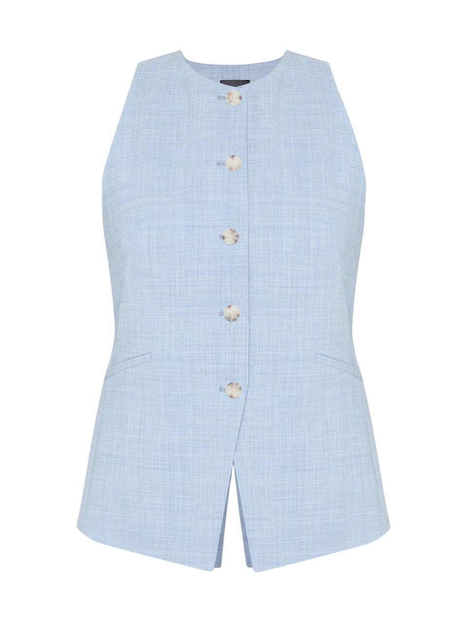 Boss Checkered Wool Button Vest Blauw