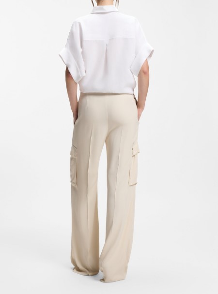 Boss Pleat-Front Straight Leg Trousers With Cargo Pockets Wit