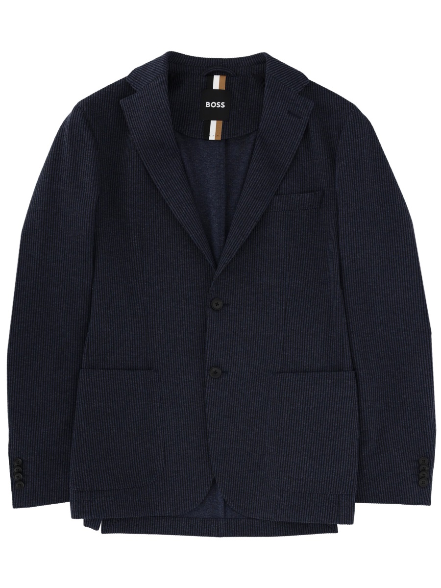 Boss Hanry Cotton Blend Pinstripe Jacket Zwart