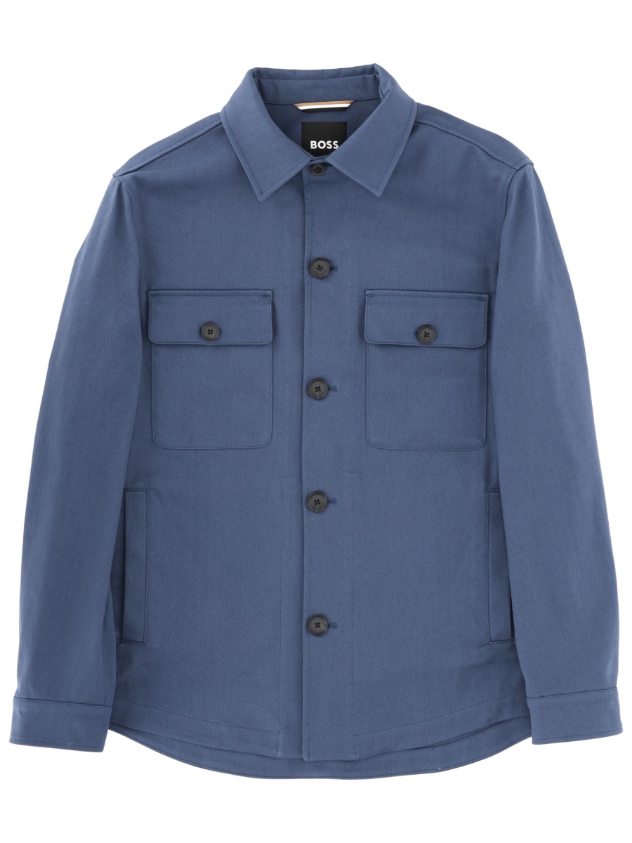 Boss Carper Cotton Blend Comfort Shirt Blauw