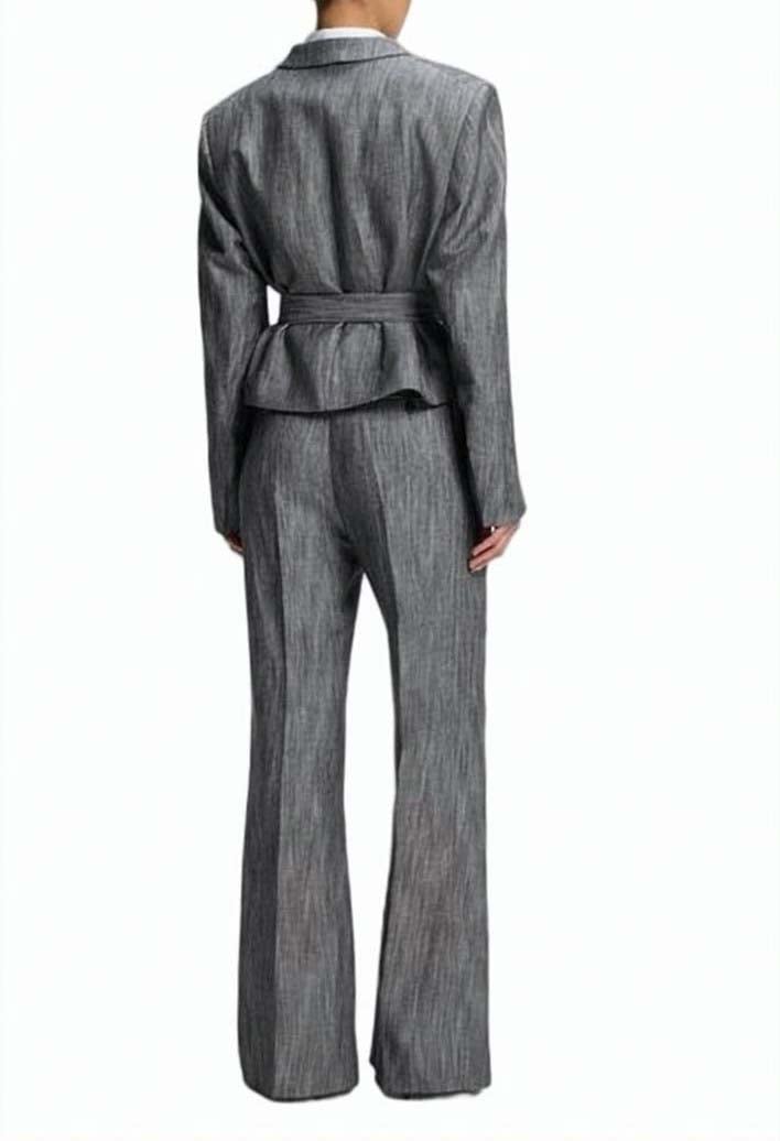 Boss Talifia Flared Leg Pleated Trousers Grijs