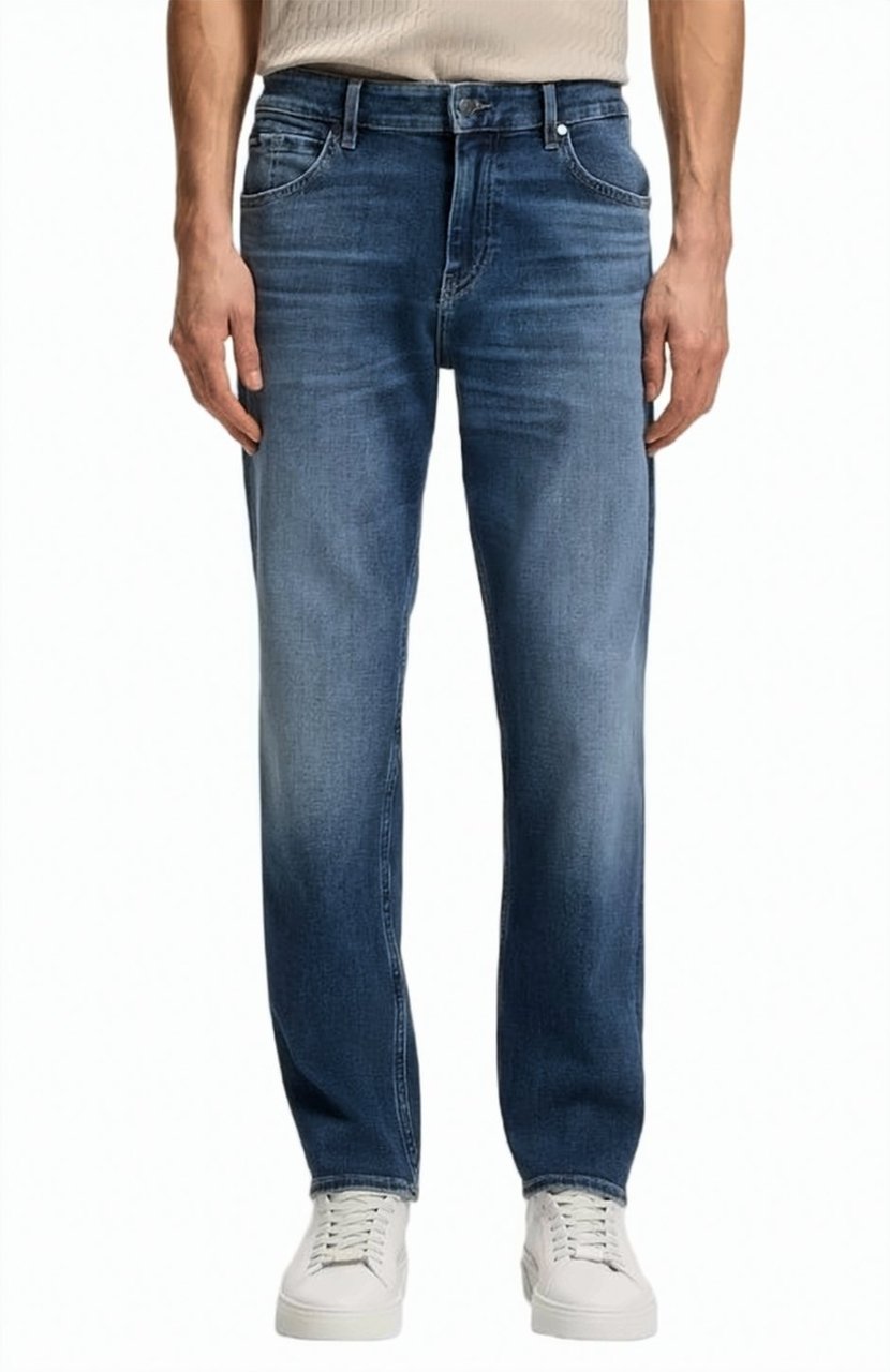 Boss Blue Maine Tapered Denim Jeans Zwart