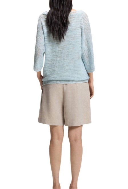 Boss Relaxed Knit Top With Crew Neckline And 3/4-Length Sleeves Wit
