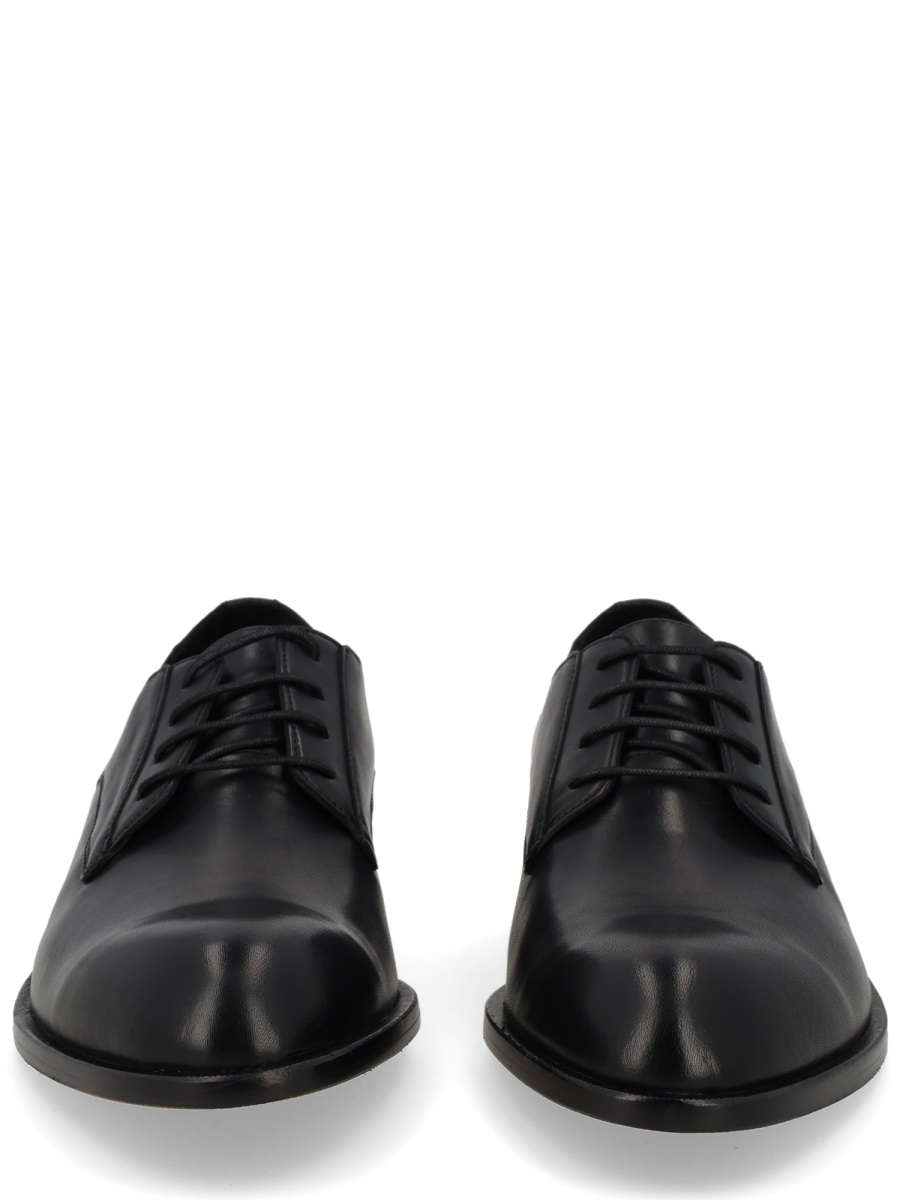Boss Polished Cowhide Leather Lace Shoes Zwart