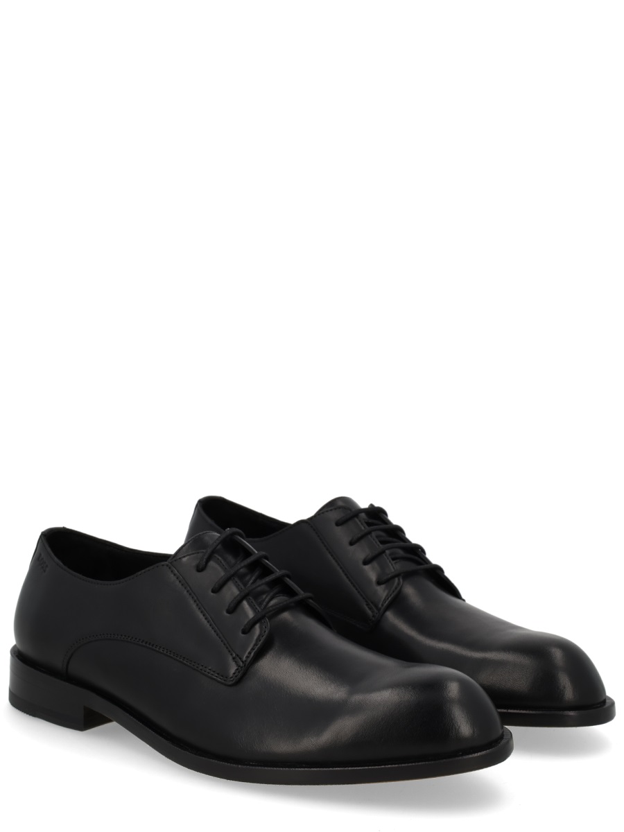Boss Polished Cowhide Leather Lace Shoes Zwart