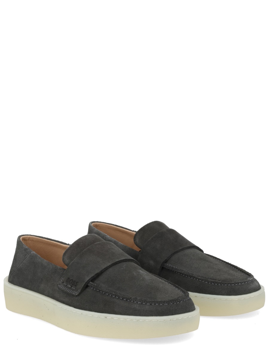 Boss Kieran Cow Suede Penny Loafers Zwart