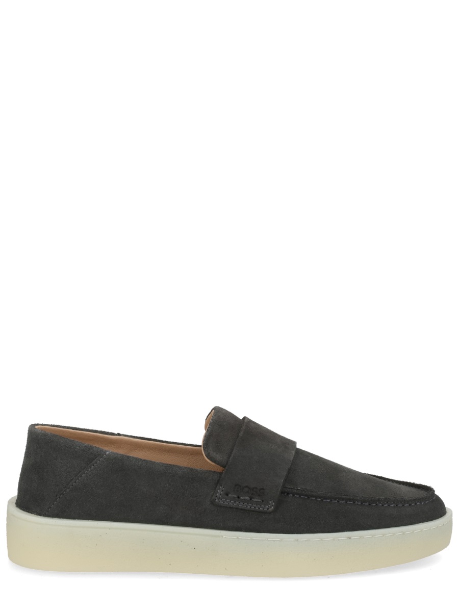 Boss Kieran Cow Suede Penny Loafers Zwart