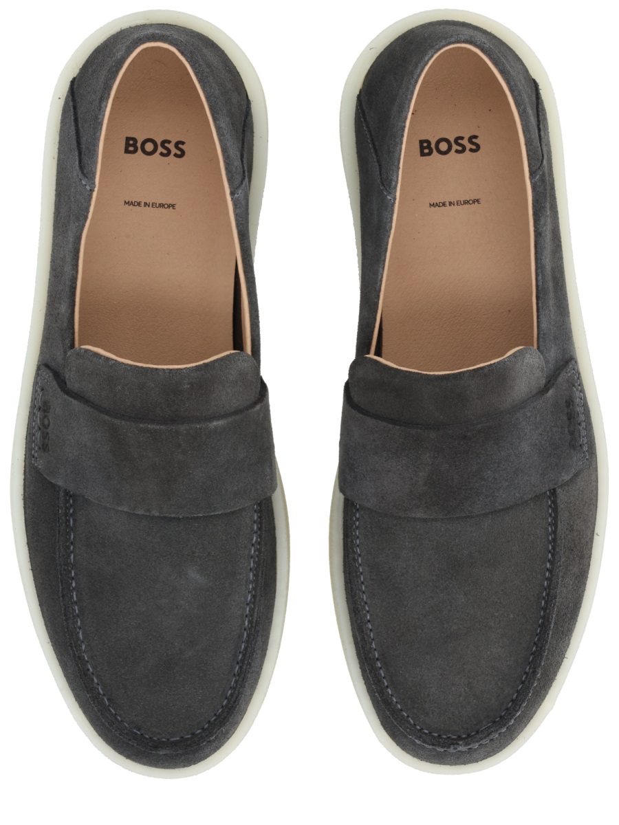 Boss Kieran Cow Suede Penny Loafers Zwart